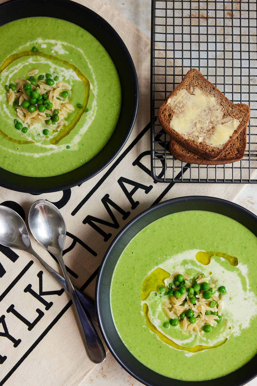 Green Pea & Orzo Soup