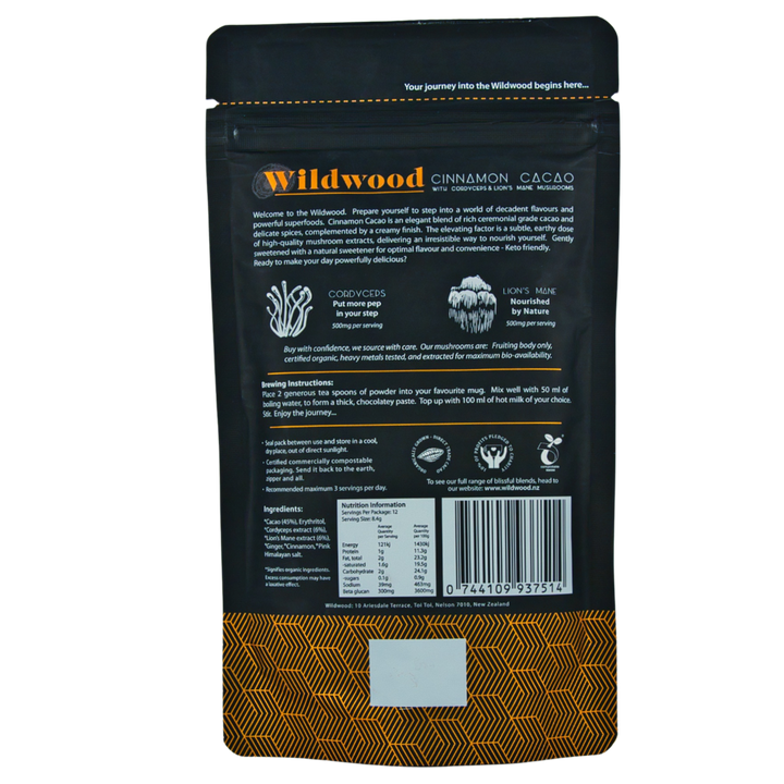 Wildwood - Cinnamon Cacao with Cordyceps and Lion's Mane - 100G